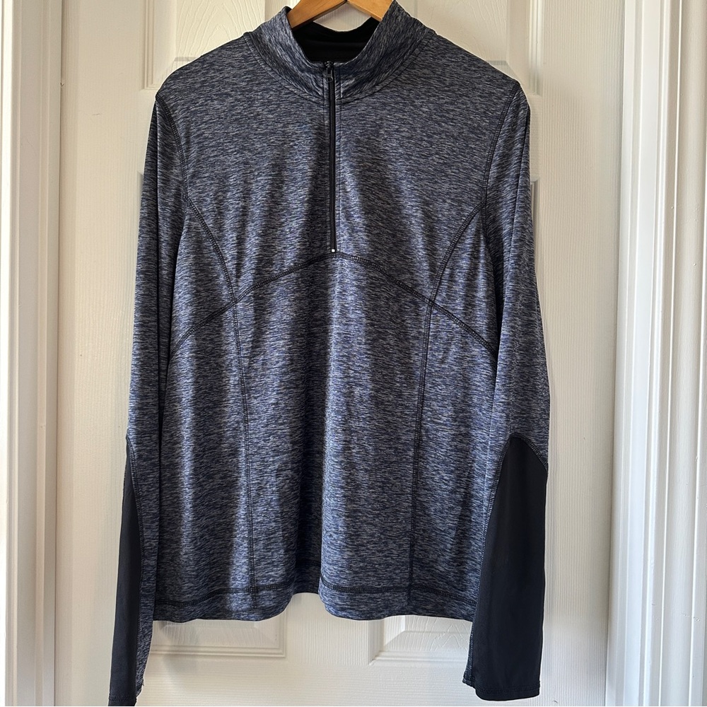 Be Inspired Charcoal and Black Long Sleeve Quarter Zip Activewear Top Size Large